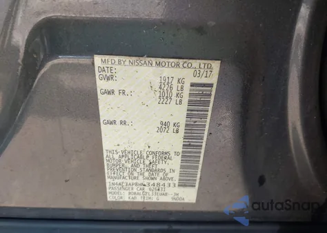 2017 Nissan Altima 2.5 S from USA, damaged, VIN 1N4AL3AP8HN348433